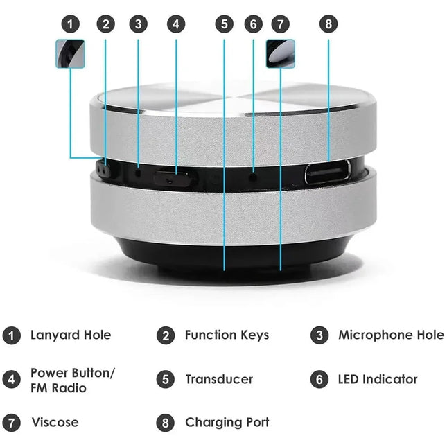 Portable Bluetooth Speaker with FM Radio, Bone Conduction Speaker for Any Surface
