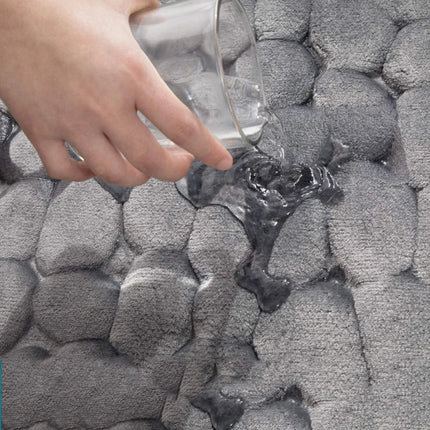 Bath Mat Non Slip, Memory Foam Bath Mat with Embossed Cobblestone