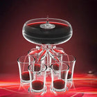 Party Drink Dispenser for 6 Shots, Acrylic Beverage Dispenser, Liquor Dispenser for Home Bar and Parties