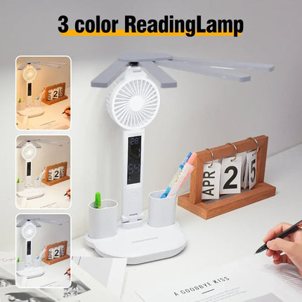 Small Table Lamp with Clock and Phone Holder, Bedside Lamp for Bedroom and Office