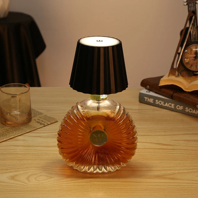Wine Bottle Lamp, Cordless Table Lamp for Wine, Beer and Whiskey Bottles, Metal Touch Lamp with 3 Light Modes and USB C
