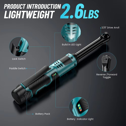 Electric Ratchet Wrench 3/8 Inch, Battery Ratchet for Auto Repair – image 5