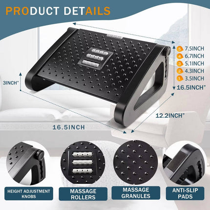 Under Desk Foot Rest, Adjustable Foot Stool with Large Platform – image 8