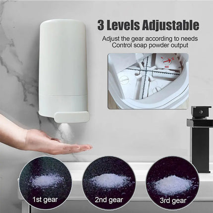 Wall Mounted Bar Soap Grinder for Hand Washing, Waterproof ABS and Stainless Steel Soap Powder Dispenser with 3 Level Gear
