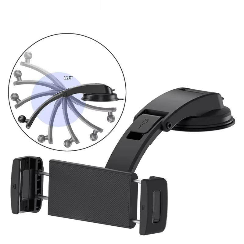 Tuzwa Car Tablet Holder Mount – 360° Rotating Suction Cup Tablet Stand with 140° Adjustable Arm, Stainless Steel Frame & Silicone Protection