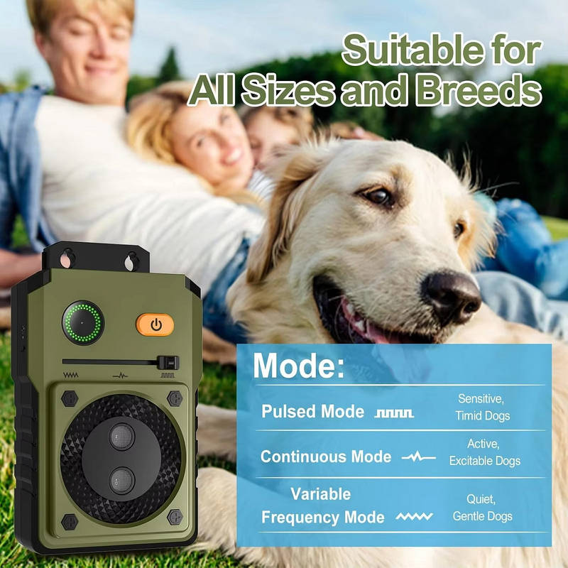 Tuzwa Ultrasonic Dog Bark Deterrent – 50FT Range, 3 Adjustable Modes, 15–30kHz Frequency, Auto Bark Detection, USB-C Rechargeable & IP65 Rated