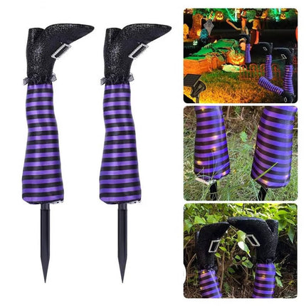 Witch Legs Halloween Yard Stakes with Stockings, Crashed Halloween Witch Decorations