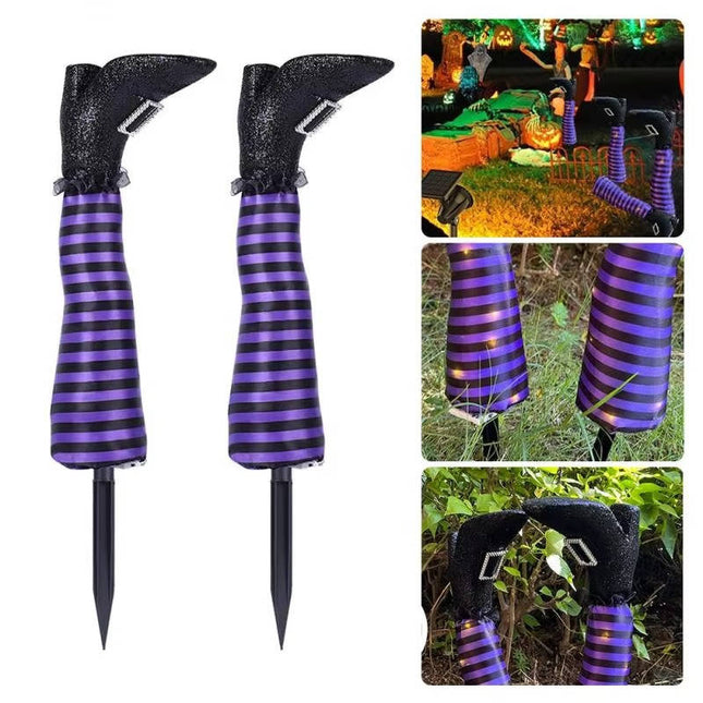 Outdoor Halloween Decorations, Crashed Witch Legs Lawn Stake with Stockings