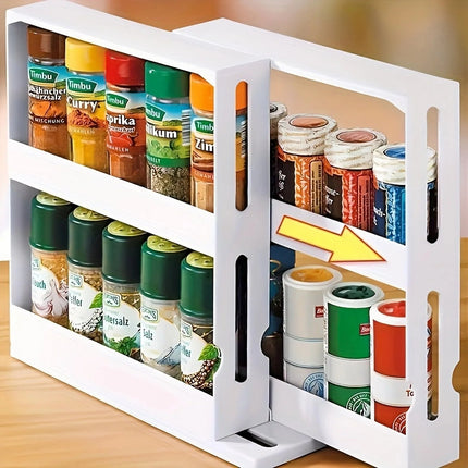 Spice Rack Organizer for Countertop, Seasoning Rack with 2 Swivel Shelves