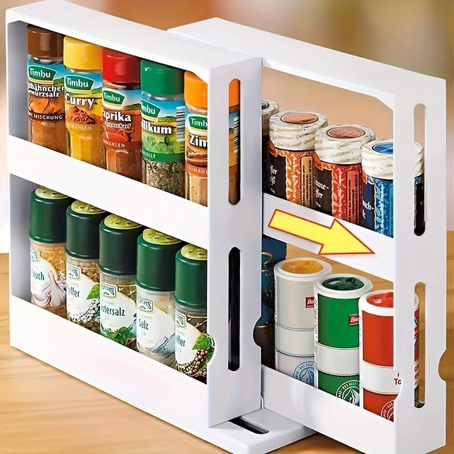 Spice Rack Organizer for Countertop, Seasoning Rack with 2 Swivel Shelves