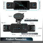 Tuzwa 4 Channel Dash Cam with WiFi & Night Vision – 1080P Front, 720P Side/Rear, 3" IPS Display, Parking Monitor, G-Sensor & Loop Recording