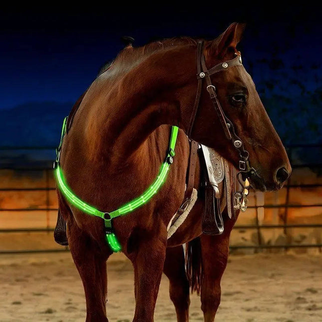 Horse Breast Collar with LED Light, LED Breast Collar for Horses, Light Up Horse Tack for Riding, Equestrian Safety Gear