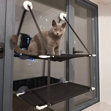 Cat Hammock for Window, Double Level Cat Window Perch with Suction Cups