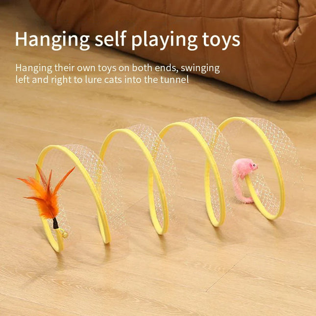 Cat Tunnels, Foldable S Shaped Spring Cat Tunnel