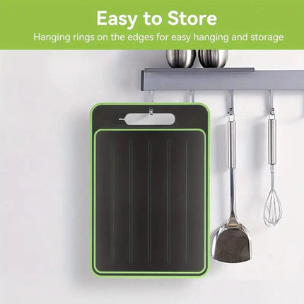 Cutting Board with Thawing Tray and Knife Sharpener, 4 in 1 Chopping Board with Grater