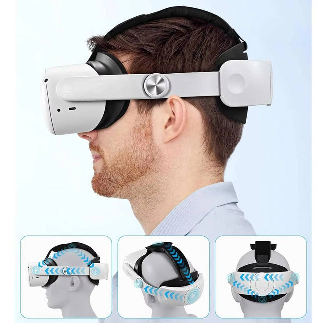 VR Head Strap, Oculus Quest 2 Head Strap with PU Leather Cushion, Adjustable VR Headset Strap, Quest 2 Accessories