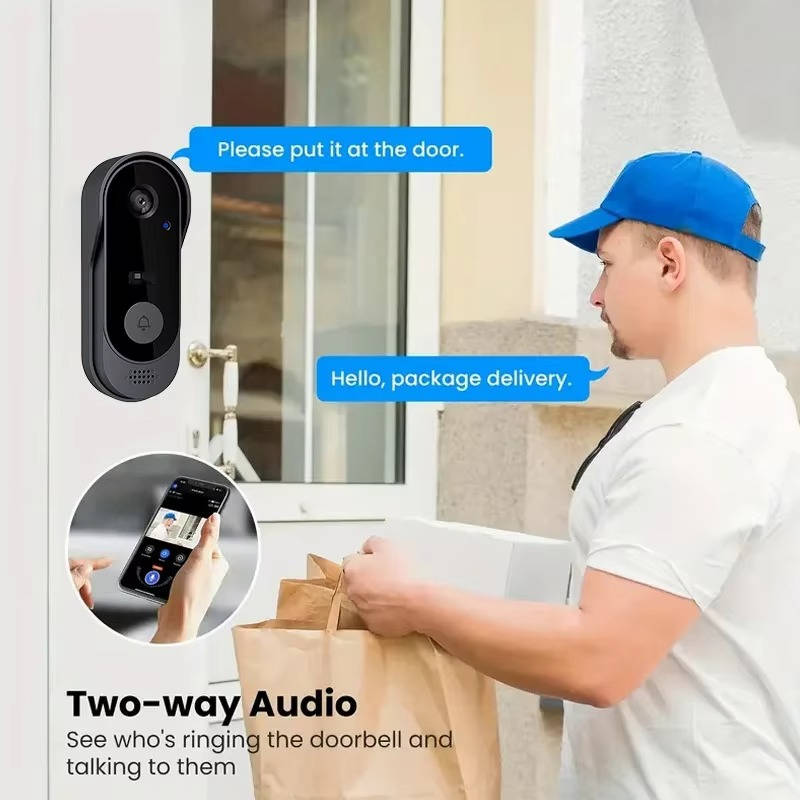 Tuzwa Wireless Video Doorbell Camera – 2.4GHz WiFi Smart Doorbell with PIR Motion Detection, HD Wide-Angle Video, Night Vision & Two-Way Audio