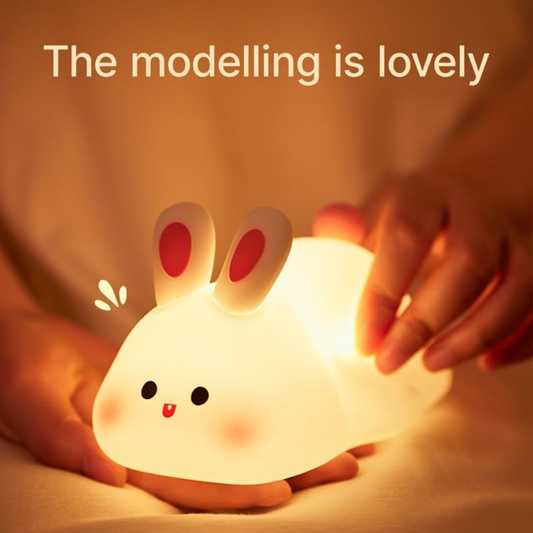Tuzwa Rabbit Night Light – Rechargeable Silicone Bunny Lamp with Touch Control, Adjustable Brightness & Portable Cordless Design for Kids Rooms