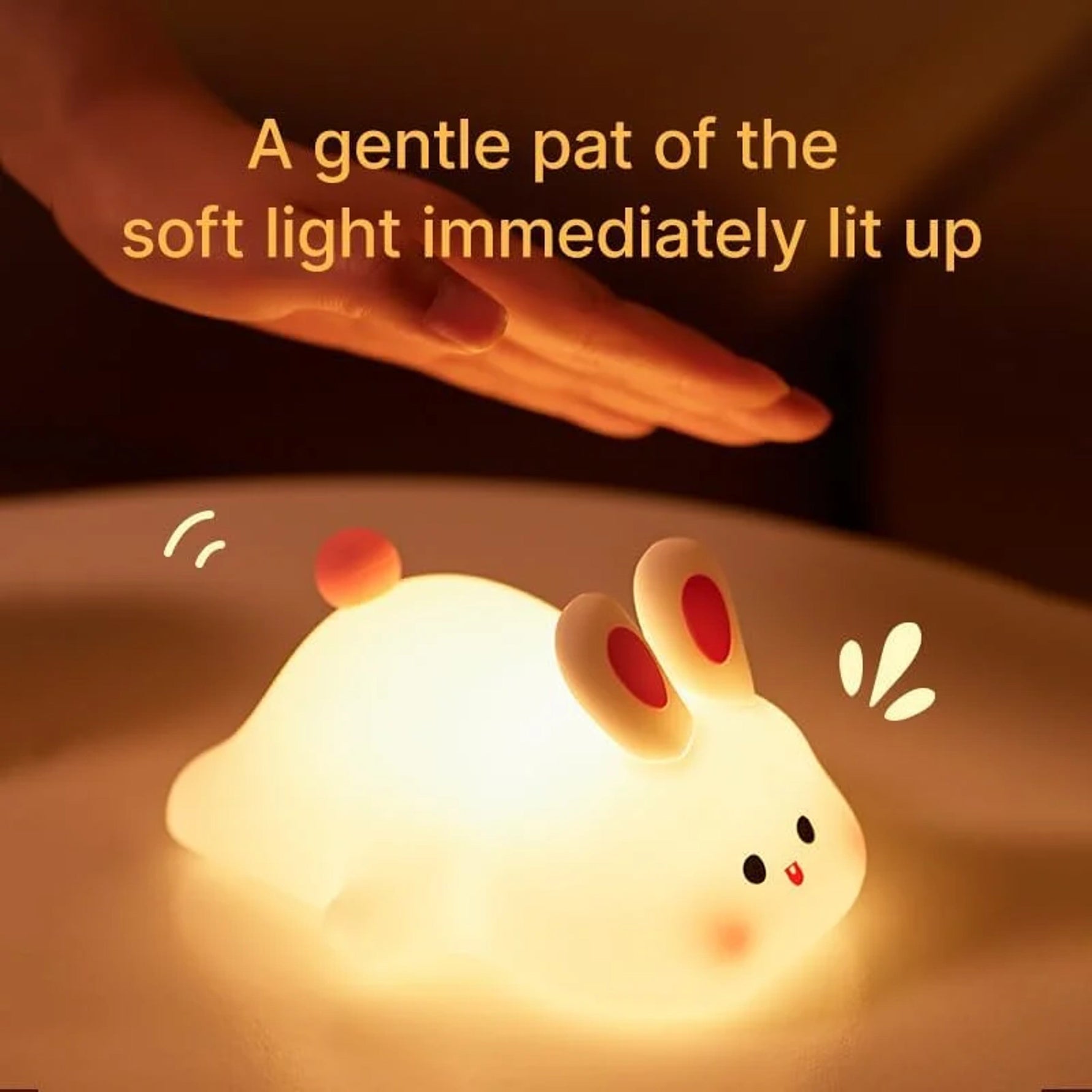Tuzwa Rabbit Night Light – Rechargeable Silicone Bunny Lamp with Touch Control, Adjustable Brightness & Portable Cordless Design for Kids Rooms