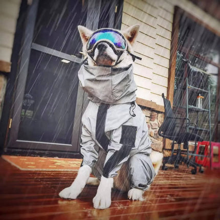 Waterproof Dog Raincoat with Hood, Reflective Windproof Full Body Rain Coat with Treat Pocket for Small and Large Dogs, M to 5XL