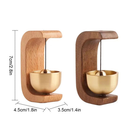 Wooden Wind Chime Door Bell, Wireless Magnetic Doorbell Chime, Brass Finish, Light or Dark, Front Door
