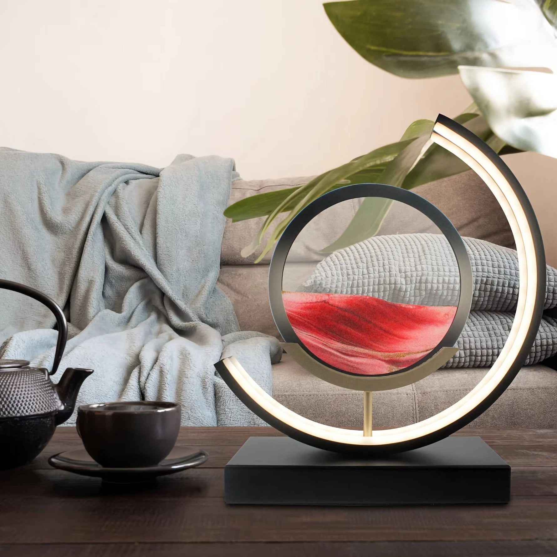 Tuzwa Moving Sand Art Lamp – 17.3-Inch 360° Rotating Quicksand Picture with 3 Light Colors & Adjustable Sand Flow