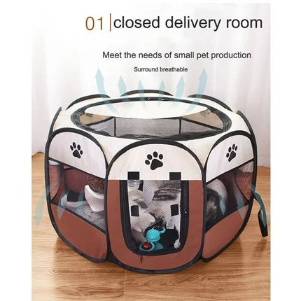 Cat House Indoor and Outdoor, Foldable Mesh Pet Playpen with Zip Doors – image 11