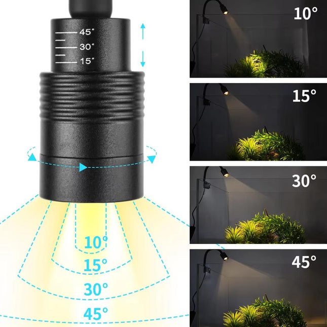 LED Aquarium Light with Clip, Fish Tank Light with Adjustable Zoom Beam and Dimmer