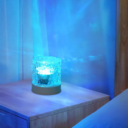 LED Night Light Projector for Bedroom, Crystal Ripple Ambient Light with Touch Switch, Water Ripple Mood Light