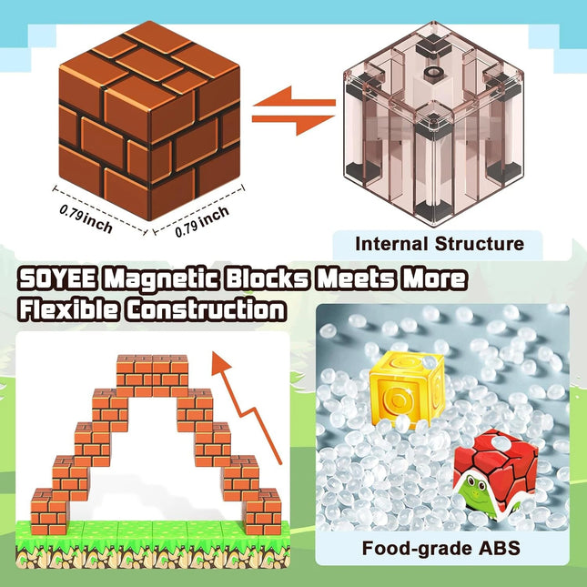 Magnetic Tiles for Kids, Magnetic Building Blocks STEM Toy Set