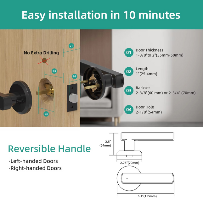 Smart Lock, Keyless Entry Door Lock with Handle