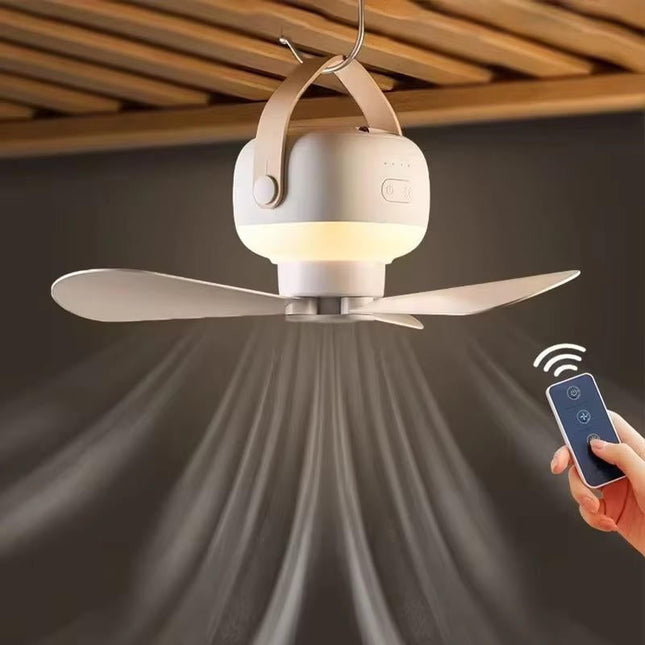 Portable Fan with LED Light and Remote, Battery Powered Fan for Camping and Travel