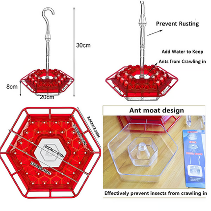 Hummingbird Feeder with Ant Moat, Hanging Hummingbird Feeder with 30 Feeding Ports – image 5