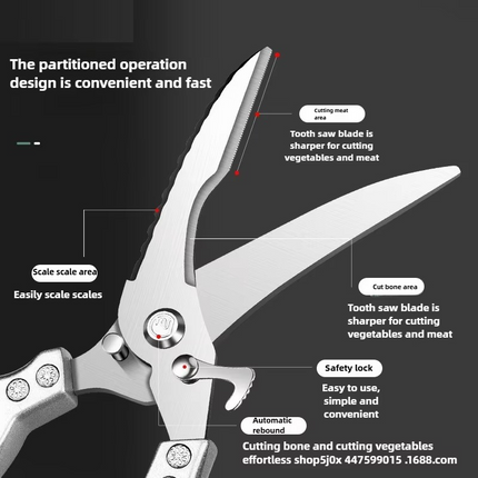 Stainless Steel Shears with Fish Scaler and Bottle Opener – image 8