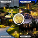 Tuzwa Solar Garden Lights – Cracked Glass Globe Pathway Lights with 20 LEDs, 600mAh Battery, Dusk-to-Dawn Sensor & IP65 Protection