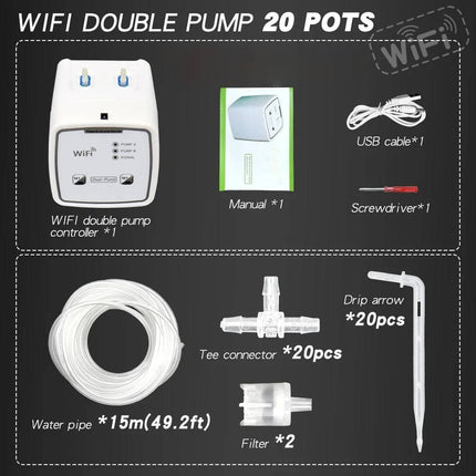 WiFi Smart Automatic Plant Waterer for 20 Pots, App Controlled Drip Irrigation System for Indoor Plants