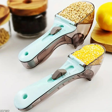 Adjustable Measuring Cup 2 Piece Set, Magnetic Measuring Spoon, Liquid Measuring Cup for Baking