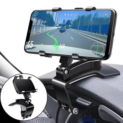 Car Phone Holder for Dashboard, Car Dashboard Phone Holder with One Push Clamp, Car Phone Mount with 900 Degree Rotation