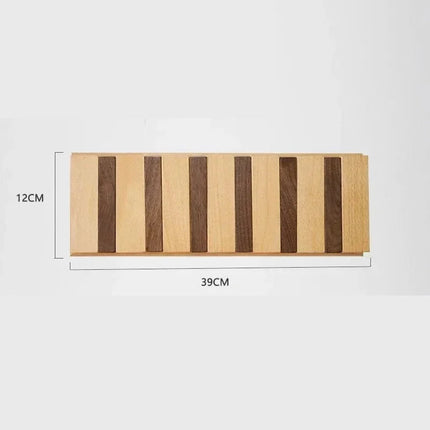 Solid Wood Wall-Mounted Coat Rack, No Drill Hook Rail, 4 or 6 Hooks, Light or Dark, Entryway Organizer