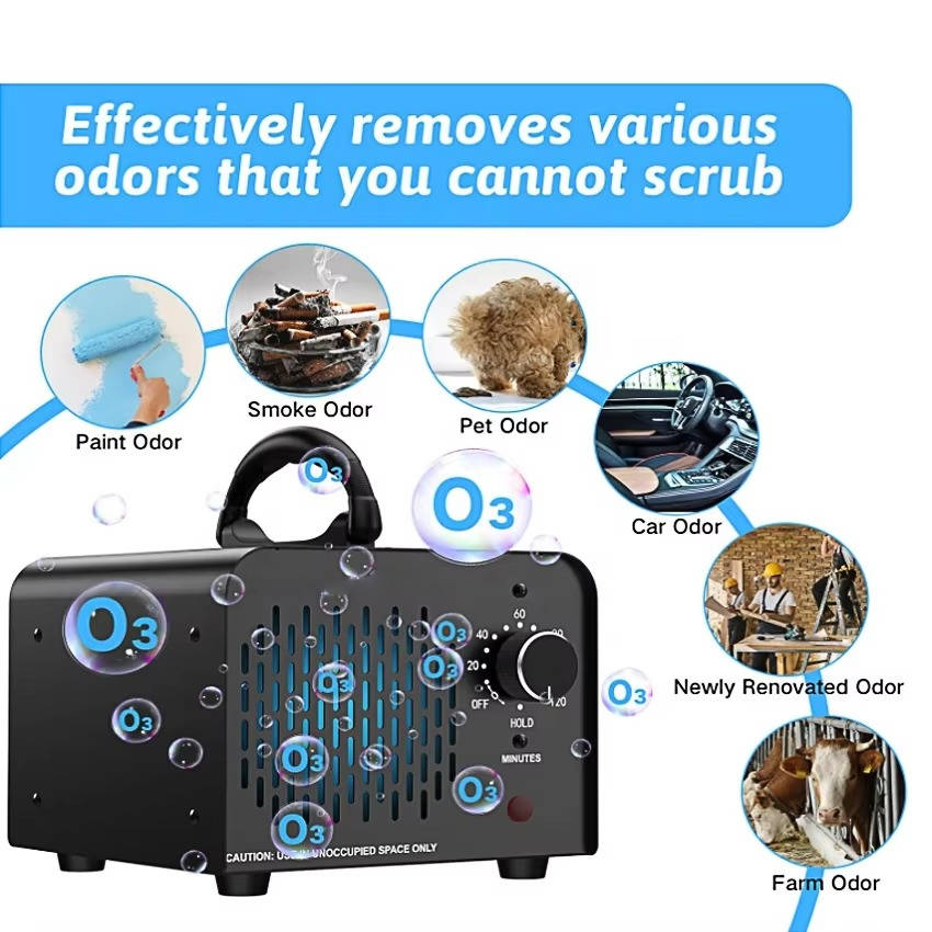 Tuzwa Ozone Generator – High-Output Odor Treatment Machine with 0–120 Min Timer, Washable Filter & Metal Housing for Unoccupied Spaces