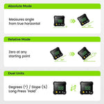 Tuzwa Digital Angle Gauge with Dual Laser – Magnetic Angle Finder, ±0.2° Accuracy, Slope Mode, USB-C Rechargeable & Data Hold