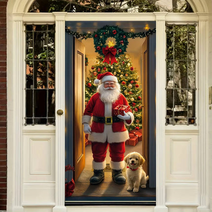 Christmas Front Door Decoration, Peel and Stick Xmas Door Decoration