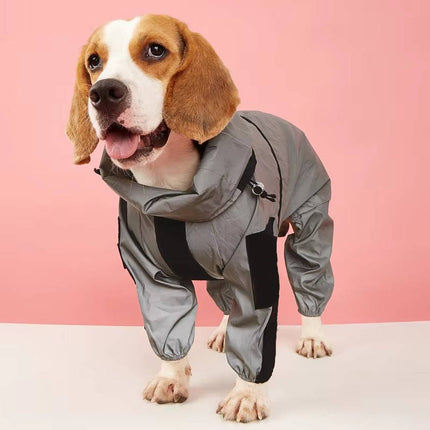 Waterproof Dog Raincoat with Hood, Reflective Windproof Full Body Rain Coat with Treat Pocket for Small and Large Dogs, M to 5XL