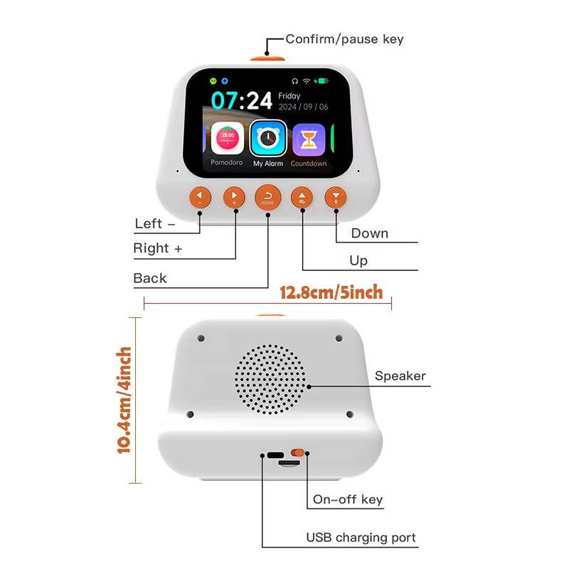 Tuzwa Smart Alarm Clock with AI Voice Assistant – 12 Sleep Sounds, 50 Alarms, Pomodoro Timer, Quiz Mode & Bedtime Audio