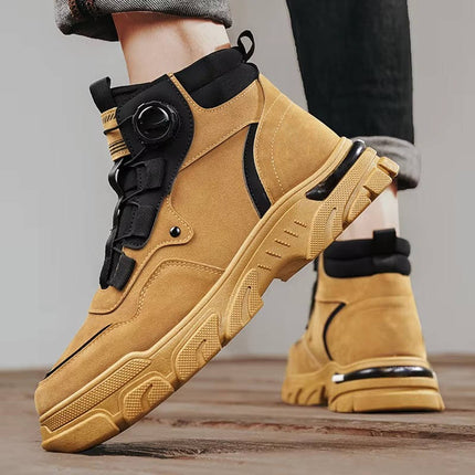 Work Boots for Men, Mens Boots for Motorcycle Riding, Heavy Duty Work Shoes, Motorcycle Boots with Dial Lock