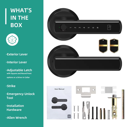 Smart Lock, Fingerprint Keypad Door Lock with Key Fob and App Control