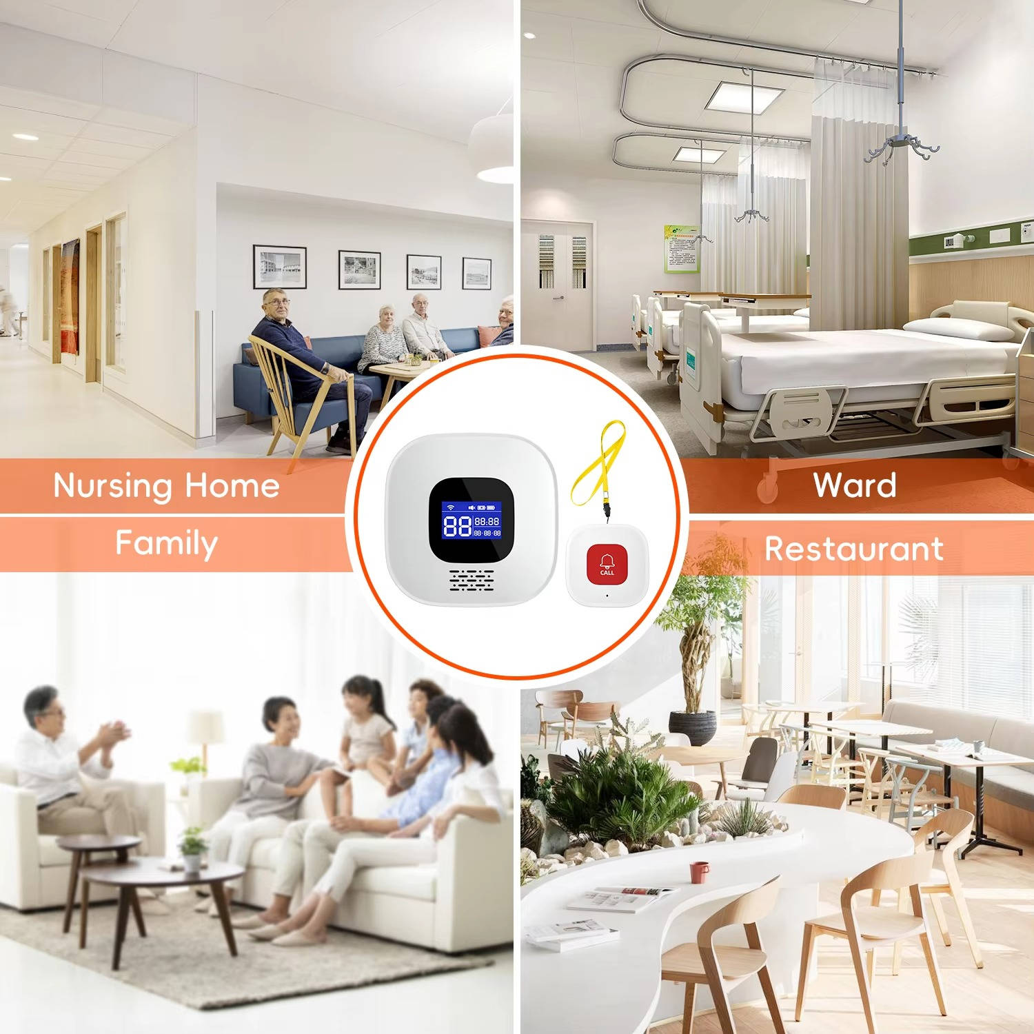Tuzwa Medical Alert Button for Seniors – 328FT Wireless Caregiver Call System with 120dB Alarm, App Alerts, LED Flash & Lanyard