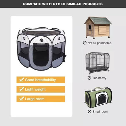 Cat House Indoor and Outdoor, Foldable Mesh Pet Playpen with Zip Doors – image 9