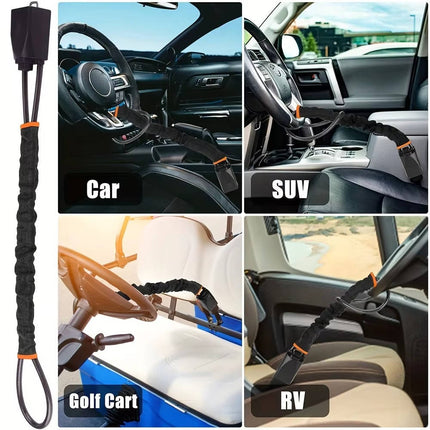 Braided Steel Cable Anti Theft Steering Wheel Lock with Seat Belt Lock and 3 Keys