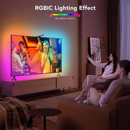 TV Backlight LED Strip Lights for TV 55 to 75 Inch with Screen Color Sync, RGBIC LED Strip Lights with Remote and – image 3